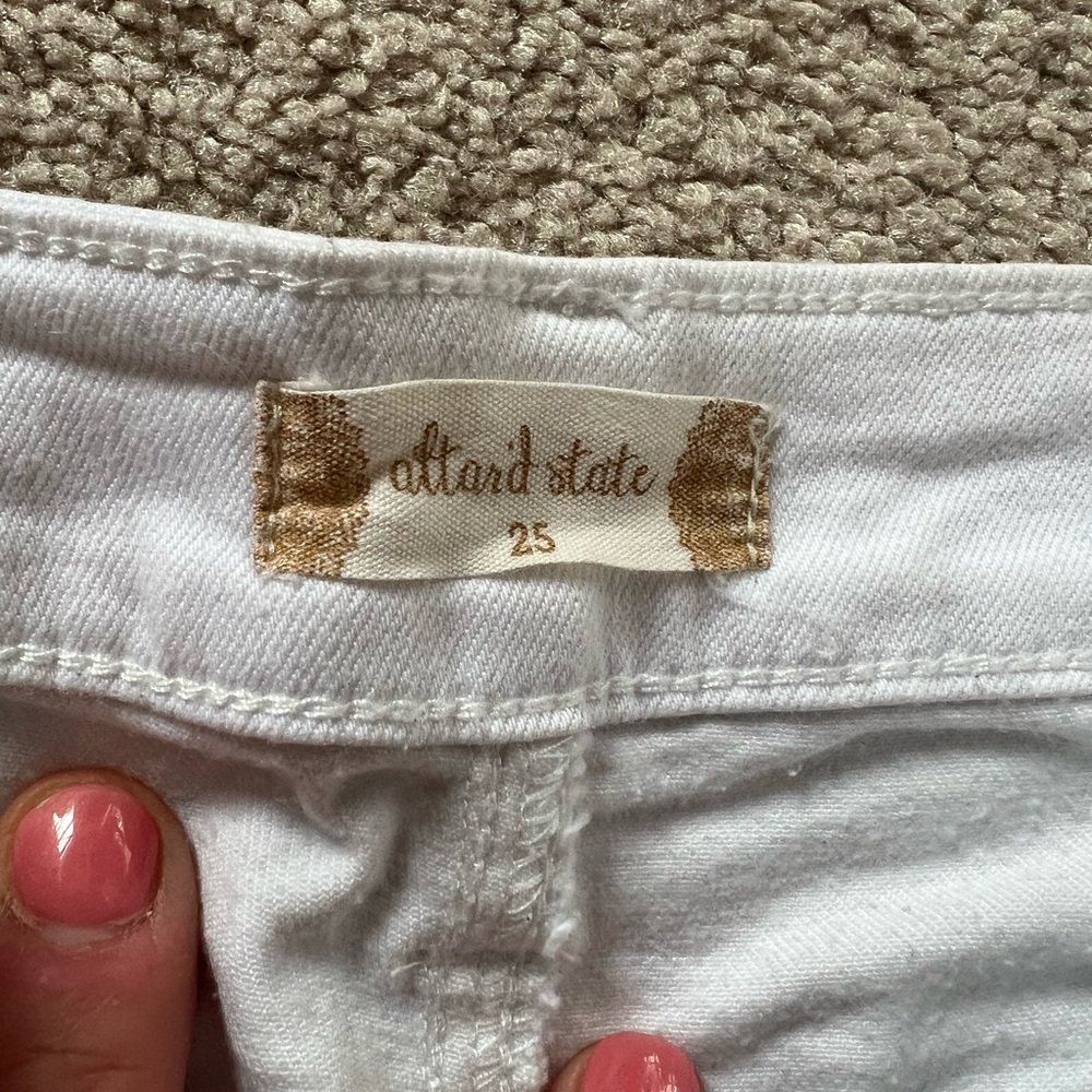 White Denim Stretchy Jeans Altar’d State Mini Flare Size 25. - Picture 2 of 6